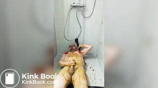 satan slave eats his own shit during enema session