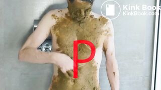 Pig Alex smears his face and body with shit