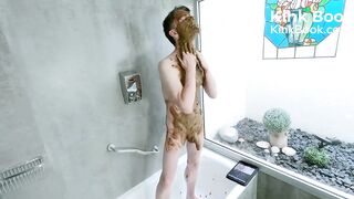 Pig Alex smears his face and body with shit