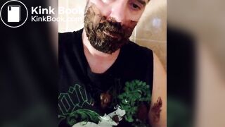 Shit-bearded guy swallows turds and burps