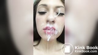 Facial Drenched Teen Loves Cum Bubbles