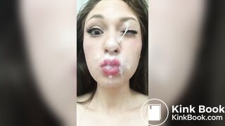 Facial Drenched Teen Loves Cum Bubbles