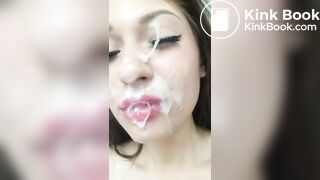 Facial Drenched Teen Loves Cum Bubbles