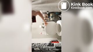 Saggy tits toilet piss