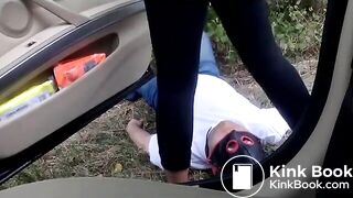 Very Hot Brunette Pulls Over and Shit's in Mouth