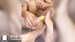 Girl doing footjob on shitty dildo