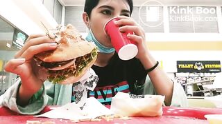 Eating a shitty burger