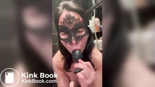 Girl lick buttplug