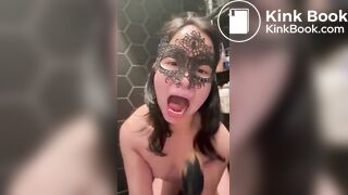 Girl lick buttplug