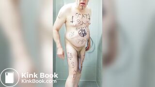 Satan slave takes a scat session during enema