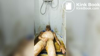 Satan slave takes a scat session during enema