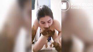 Slut eats shit and dildo scat