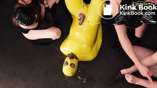 Hanging Upside Down Fed a Large Portion of Shit