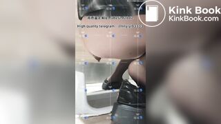 Beautiful girl poops in the toilet