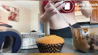Hot girl making shit cupcakes