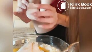 Hot girl making shit cupcakes