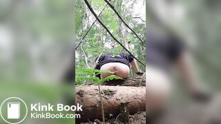 Shitting out trickle of diarrhoea in the woods