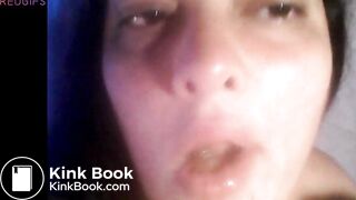 Amateur toilet whore chewing and swallowing a turd