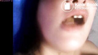 Amateur toilet whore chewing and swallowing a turd