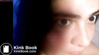 Amateur toilet whore chewing and swallowing a turd