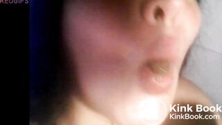 Amateur toilet whore chewing and swallowing a turd