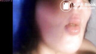 Amateur toilet whore chewing and swallowing a turd