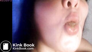 Amateur toilet whore chewing and swallowing a turd