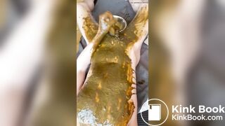 shit covered twink shoots huge load