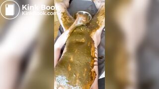 shit covered twink shoots huge load