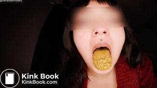 Toilet whore chewing on some shit