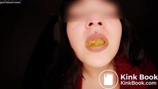 Toilet whore chewing on some shit