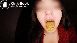 Toilet whore chewing on some shit