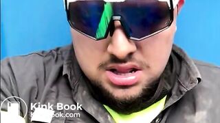 Dirty Sanchez Spits on Cock on PortaPotty at Work