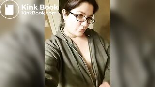 Chubby teen bares a tit