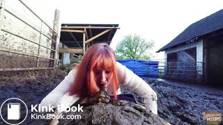 Outside the cow barn - couple in cowshit