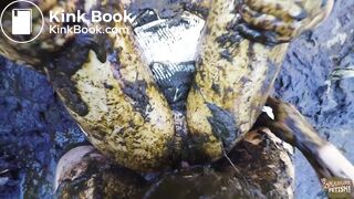 Outside the cow barn - couple in cowshit