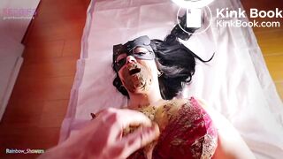 Toilet slut chews her man's shit