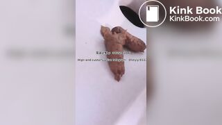 Beautiful girl poops in the toilet