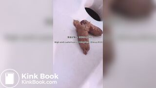 Beautiful girl poops in the toilet