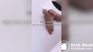 Beautiful girl poops in the toilet