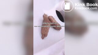 Beautiful girl poops in the toilet