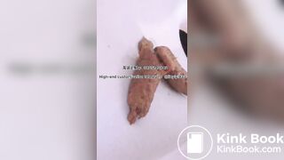 Beautiful girl poops in the toilet