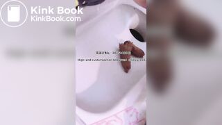 Beautiful girl poops in the toilet