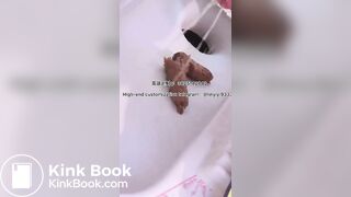 Beautiful girl poops in the toilet