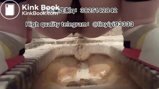 Beautiful girl poops in the toilet