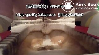 Beautiful girl poops in the toilet