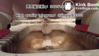 Beautiful girl poops in the toilet