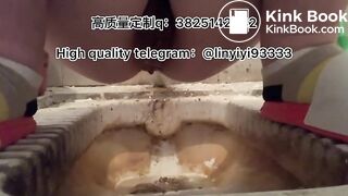 Beautiful girl poops in the toilet