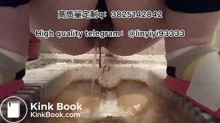 Beautiful girl poops in the toilet