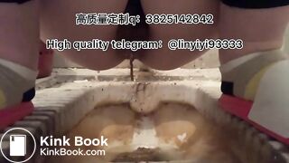 Beautiful girl poops in the toilet